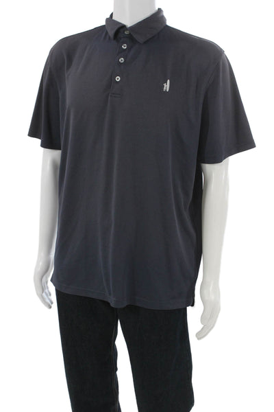 Johnnie-o Mens Polo Gray Collared Short Sleeve Polyester Blend Size L