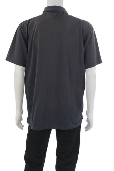 Johnnie-o Mens Polo Gray Collared Short Sleeve Polyester Blend Size L