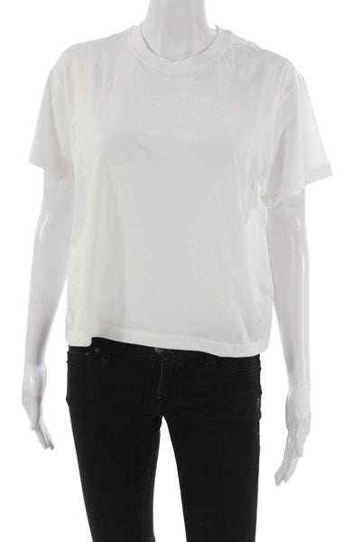 ATM Womens Basic Cotton Crew Neck Short Sleeve T-Shirt White Size M