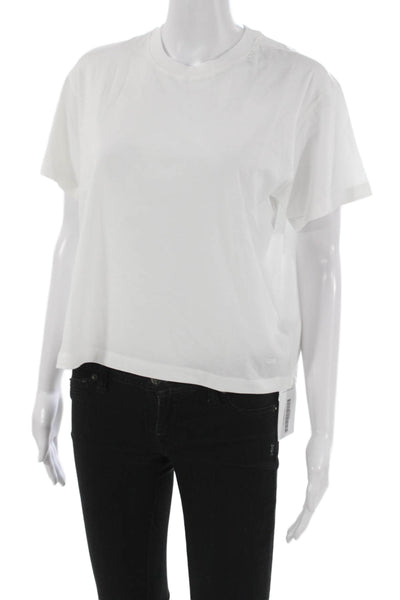 ATM Womens Basic Cotton Crew Neck Short Sleeve T-Shirt White Size M