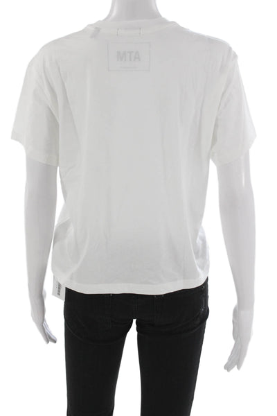 ATM Womens Basic Cotton Crew Neck Short Sleeve T-Shirt White Size M