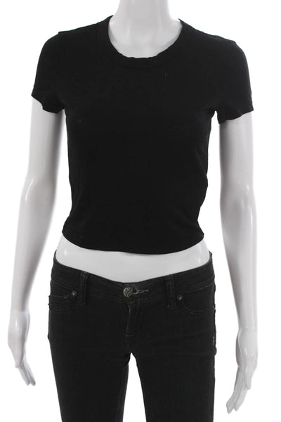 Cotton Citizen Women Cropped T-Shirt Black Short Sleeve Supima Size S