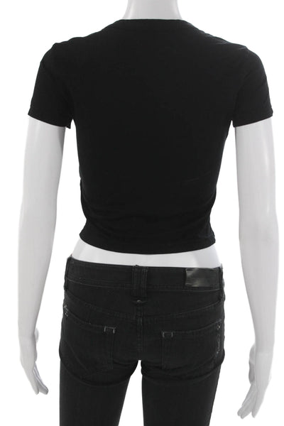 Cotton Citizen Women Cropped T-Shirt Black Short Sleeve Supima Size S
