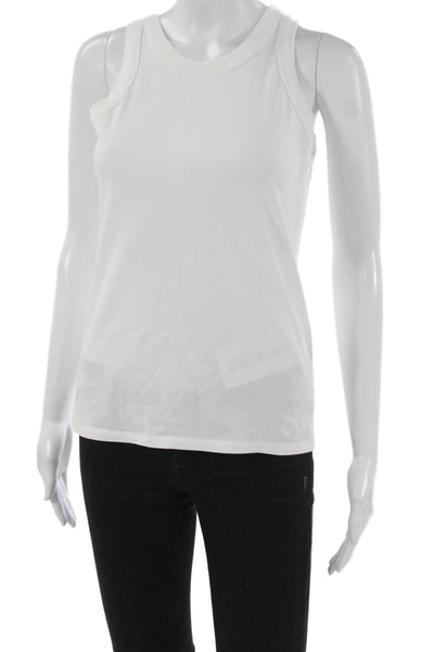 Loulou Studio Women Basic Sleeveless Pima Cotton Tank White Round Neck Size XS