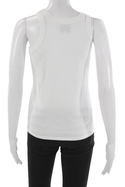 Loulou Studio Women Basic Sleeveless Pima Cotton Tank White Round Neck Size XS
