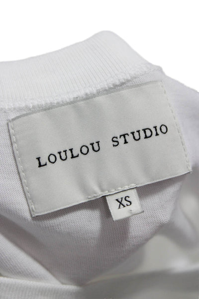 Loulou Studio Women Basic Sleeveless Pima Cotton Tank White Round Neck Size XS
