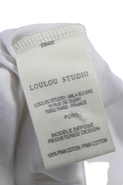 Loulou Studio Women Basic Sleeveless Pima Cotton Tank White Round Neck Size XS
