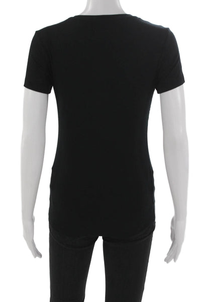 L'Agence Womens Black Basic T-Shirt Crew Neck Short Sleeve Petite Size S