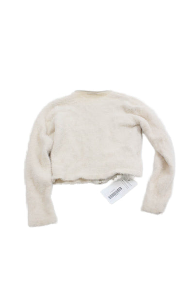 Mayoral Childrens Girls Full Zipper Cardigan Sweater White Size 8