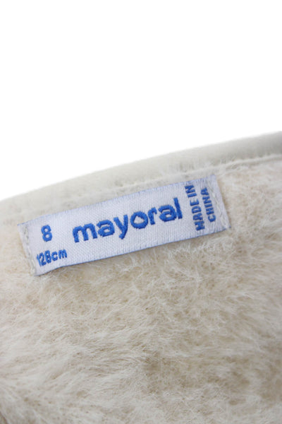Mayoral Childrens Girls Full Zipper Cardigan Sweater White Size 8