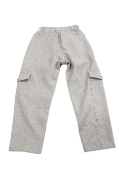 ELEVENTY Childrens Girls Drawstring Waist Pants Beige Metallic Size 8