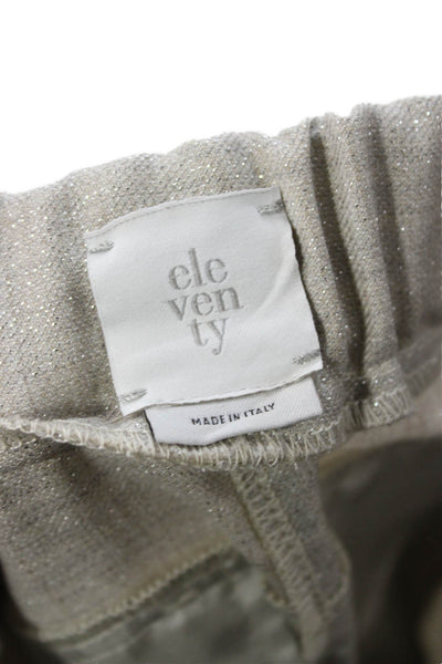 ELEVENTY Childrens Girls Drawstring Waist Pants Beige Metallic Size 8