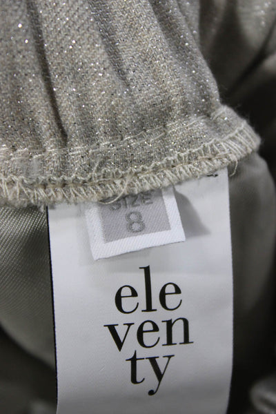 ELEVENTY Childrens Girls Drawstring Waist Pants Beige Metallic Size 8