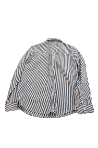 Jacadi Childrens Boys Striped Button Down Shirt White Grey Cotton Size 10