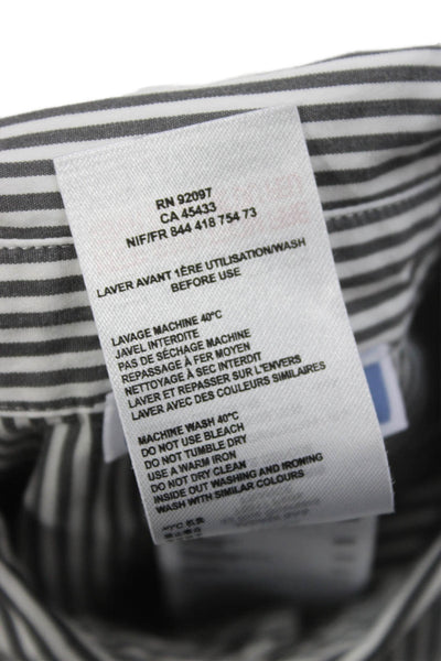 Jacadi Childrens Boys Striped Button Down Shirt White Grey Cotton Size 10