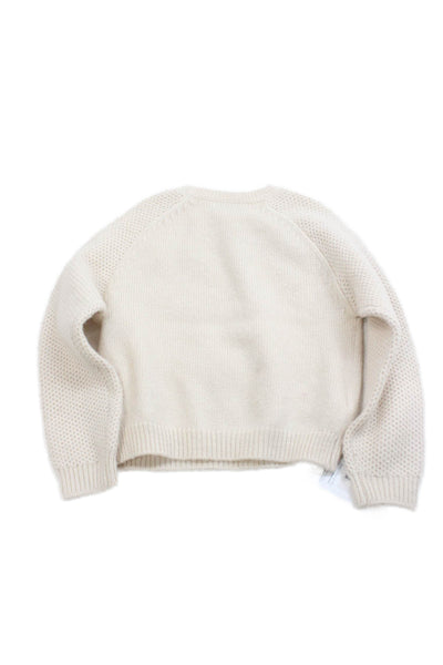 Mayoral Childrens Girls Floral Embroidered Sweater Beige Pink Size 7
