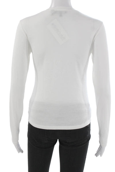 Theory Womens Basic T-Shirt White Cotton Blend Crew Neck Long Sleeve Size S