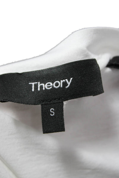 Theory Womens Basic T-Shirt White Cotton Blend Crew Neck Long Sleeve Size S