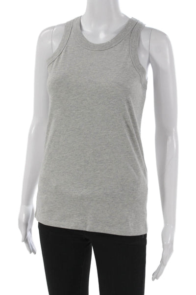 Loulou Studio Womens Basic Pima Cotton Gray Tank Round Neck Size XS