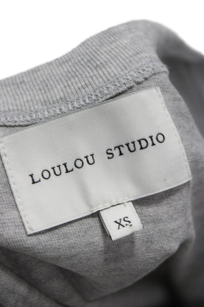 Loulou Studio Womens Basic Pima Cotton Gray Tank Round Neck Size XS