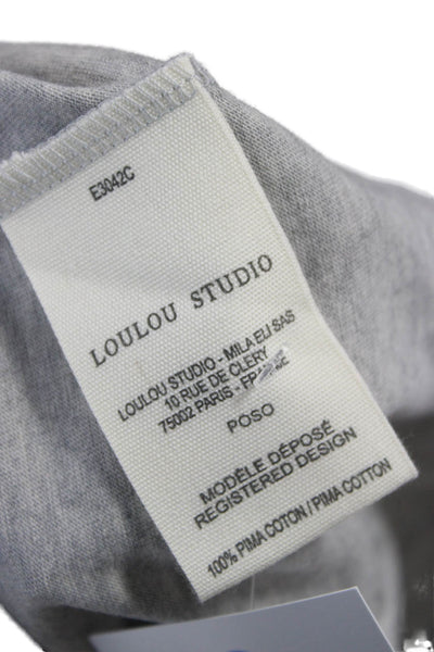 Loulou Studio Womens Basic Pima Cotton Gray Tank Round Neck Size XS