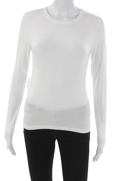 Rag & Bone Womens White Crew Neck Long Sleeve Basic T-Shirt Petite Size S