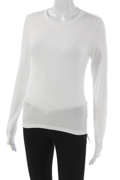 Rag & Bone Womens White Crew Neck Long Sleeve Basic T-Shirt Petite Size S