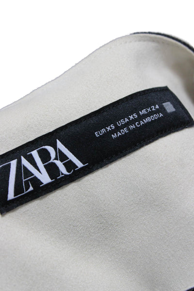 Zara Women Basic Jacket Ivory Cotton Elastane Long Sleeve Button Size XS