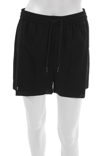 Theory Womens Sweat Shorts Black Drawstring 69% Cotton Size 0P