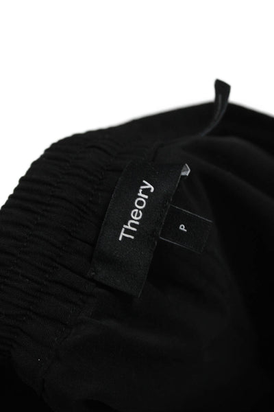 Theory Womens Sweat Shorts Black Drawstring 69% Cotton Size 0P