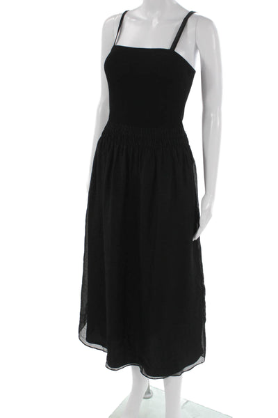 Vince Womens Black Tencel Lyocell Slip Dress Square Neck Sleeveless Size XS