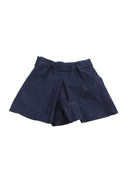 Jacadi Childrens Girls Denim Pleated Front Shorts Blue Pink Size 8