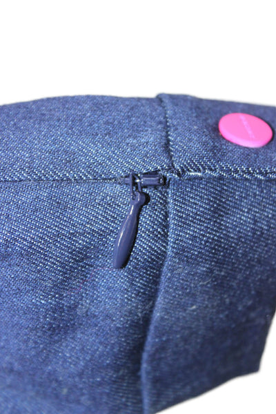 Jacadi Childrens Girls Denim Pleated Front Shorts Blue Pink Size 8