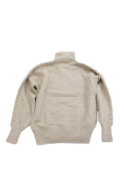 ELEVENTY Childrens Girls Cable Knit Turtleneck Sweater Beige Wool Size 8