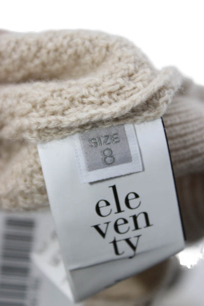 ELEVENTY Childrens Girls Cable Knit Turtleneck Sweater Beige Wool Size 8