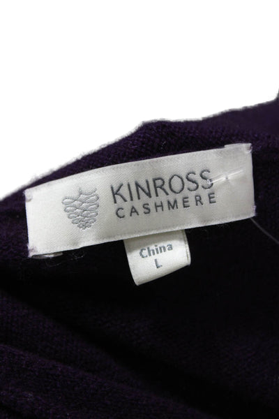 Kinross Cashmere Women Purple Scoop Neck 3/4 Sleeve Pullover Size L