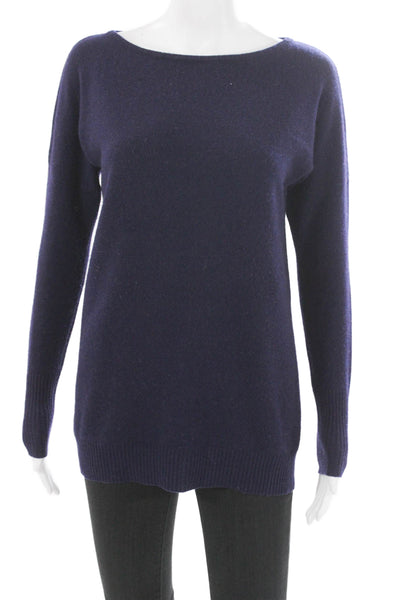 Kinross Cashmere Womens Purple Tunic Sweater Boatneck Long Sleeve Size XS