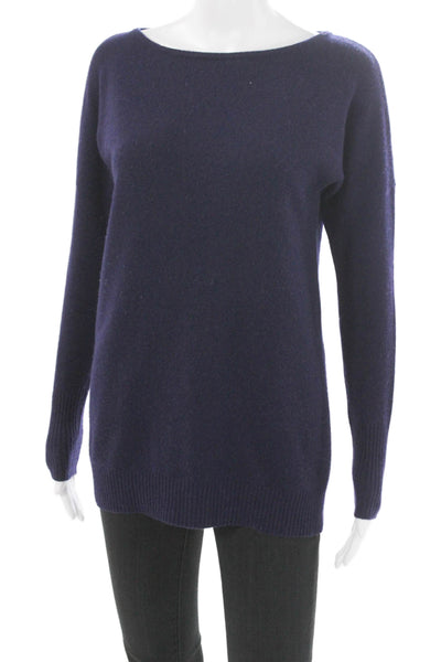 Kinross Cashmere Womens Purple Tunic Sweater Boatneck Long Sleeve Size XS