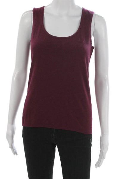Kinross Cashmere Women Red Scoop Neck Sleeveless Tank Size M