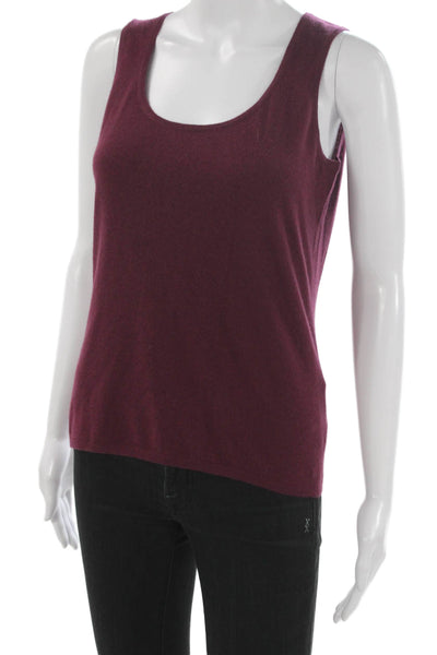 Kinross Cashmere Women Red Scoop Neck Sleeveless Tank Size M