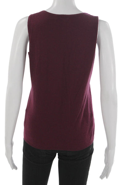 Kinross Cashmere Women Red Scoop Neck Sleeveless Tank Size M