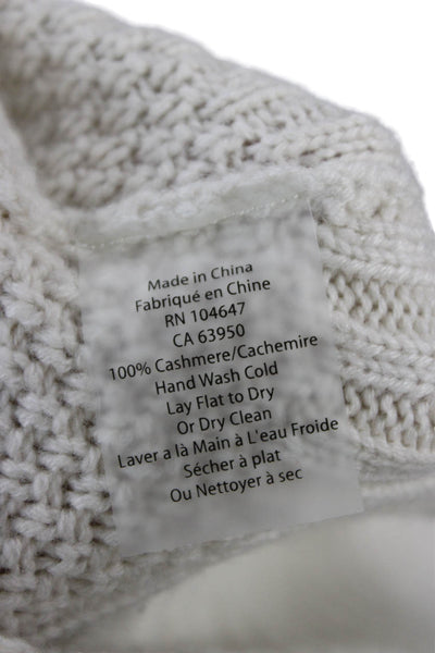 Kinross Cashmere Women Ivory Geometric Mock Neck Pullover Petite Size S