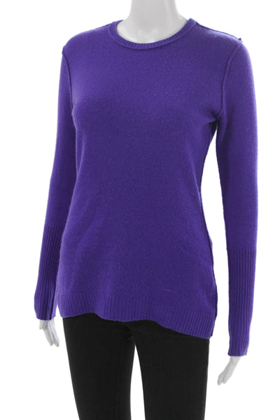Autumn Cashmere Womens Purple Cashmere Crew Neck Pullover Size M