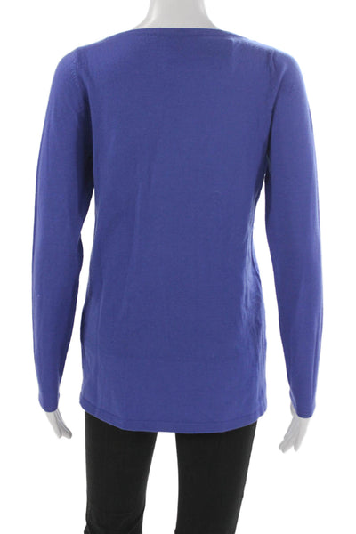 Elie Tahari Women Petites V-Neck Merino Wool Pullover Purple Size S