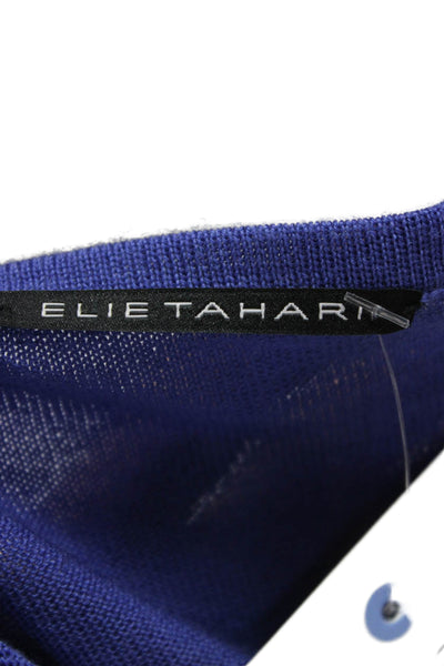 Elie Tahari Women Petites V-Neck Merino Wool Pullover Purple Size S