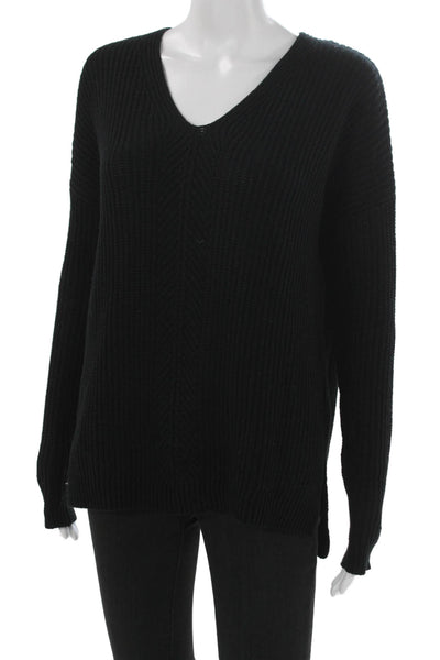 Vince Womens Pullover V-Neck Black 100% Cotton Long Sleeve Size XS