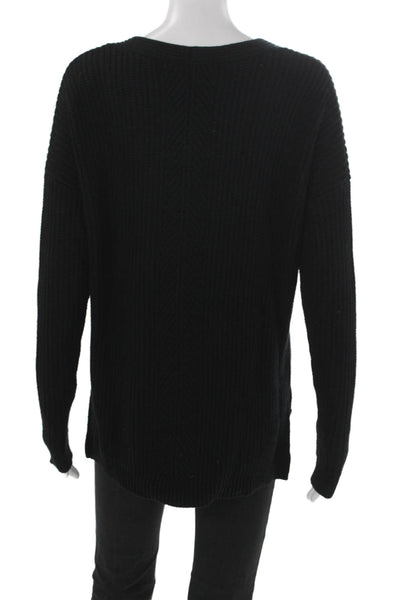 Vince Womens Pullover V-Neck Black 100% Cotton Long Sleeve Size XS