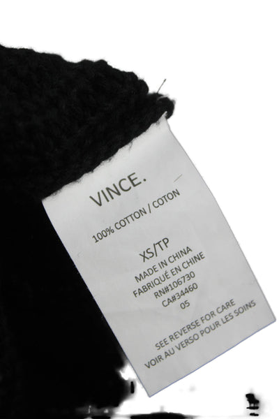 Vince Womens Pullover V-Neck Black 100% Cotton Long Sleeve Size XS