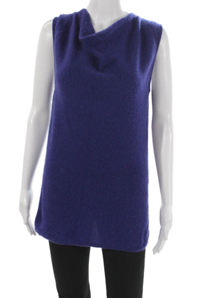 Kinross Cashmere Women Tunic Purple Cowl Neck Sleeveless Size M