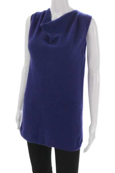 Kinross Cashmere Women Tunic Purple Cowl Neck Sleeveless Size M